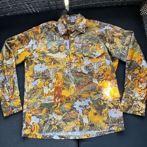 Vintage 70s The Wind Skin Pop Art Lightweight Pull Over Size Large